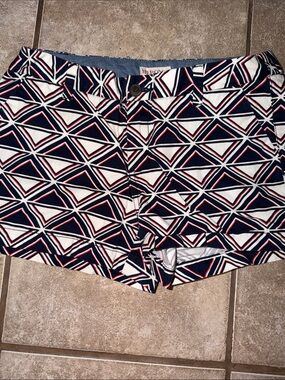 Merona Geometric Print Jean Shorts - Navy, White & Red Accents